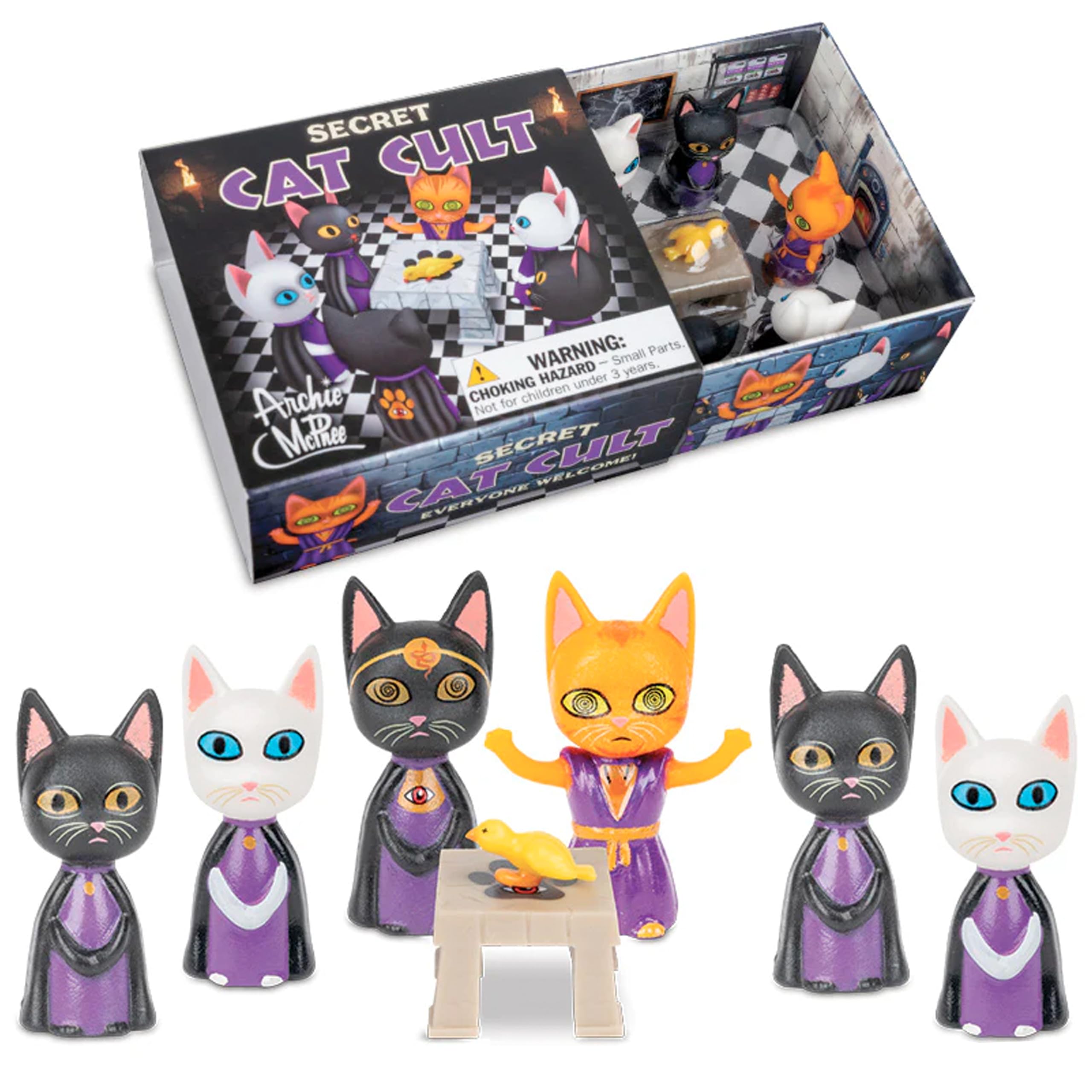 Amazon.com: Archie McPhee Secret Cat Cult Gift Set 6 Vinyl Cats